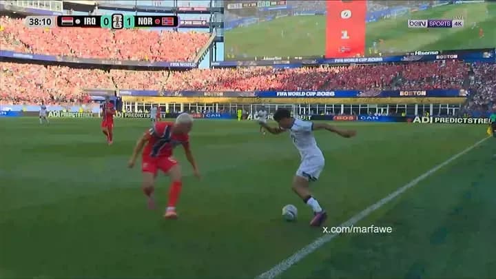 #فيديو | هدف أول لمنتخبنا الوطني العراقي في مرمى المنتخب النرويج برأسية ايمن حسين.